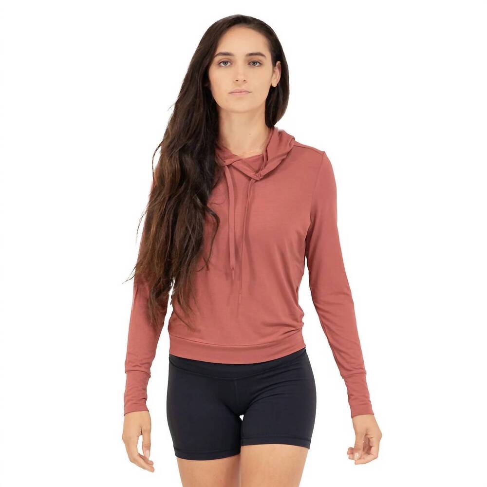 NEW SOMEWHERE SUNNY women's upf 50+ bamboo everyday lightweight hoodie in terrac